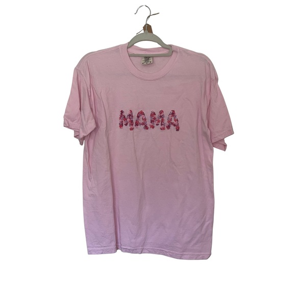 emshandembroidery Tops - Hand Embroidered 'Mama' Graphic T-Shirt